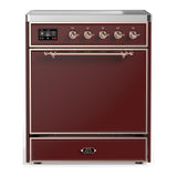 ILVE UMIB30QNR3BUP Majestic III 30 inch Induction Range with 4 Elements, 4 cu. ft. Oven Capacity (Solid Door, Burgundy, Copper)