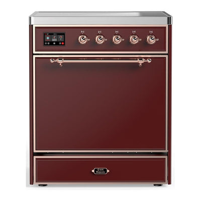 ILVE UMIB30QNR3BUP Majestic III 30 inch Induction Range with 4 Elements, 4 cu. ft. Oven Capacity (Solid Door, Burgundy, Copper)