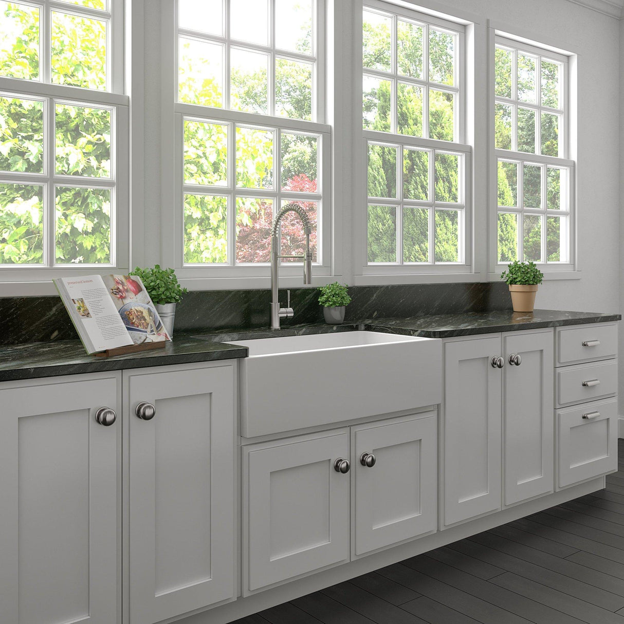 ZLINE 36" Venice Farmhouse Reversible Fireclay Sink (FRC5122) [Color: White Gloss]