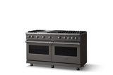 60"W. Sealed Burner Gas Range (Finish: Damascus Gray, Trim: Polished Chrome, Fuel: Natural Gas)