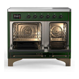 ILVE UMDIB40NR3EGB Majestic III 40 inch Induction Range with 6 Elements, 3.82 cu. ft. Total Oven Capacity (Triple Glass Door, Emerald Green, Burnished)