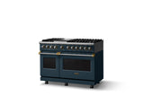 48"W. Dual Fuel Range (Burner: 6g, Finish: Squall, Trim: Brushed Brass, Fuel: Propane)