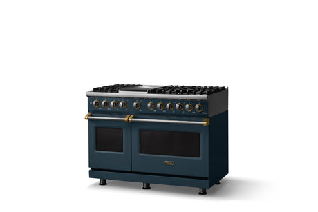 48"W. Dual Fuel Range (Burner: 6g, Finish: Squall, Trim: Brushed Brass, Fuel: Propane)