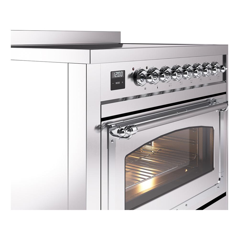 ILVE UNI366NMPSSC Nostalgie II Noblesse 36 inch Induction Range (Triple Glass Door, Stainless Steel, Chrome)