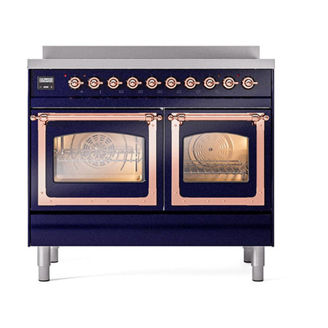 ILVE UNDI406NMPMBP Nostalgie II Noblesse 40 inch Induction Range (Triple Glass Door, Midnight Blue, Copper)