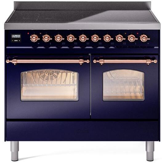 Nostalgie II 40 Inch Electric Freestanding Range in Blue with Copper Trim