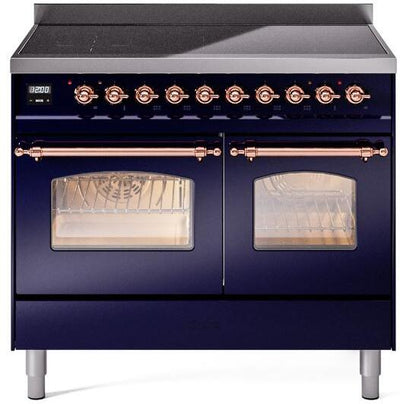 Nostalgie II 40 Inch Electric Freestanding Range in Blue with Copper Trim