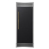 Forno Maderno 28-Inch Built-In Convertible Refrigerator in Black with Antique Brass Handle, 13.6 cu.ft. Right Swing with Decorative Trim - 32-Inch Wide