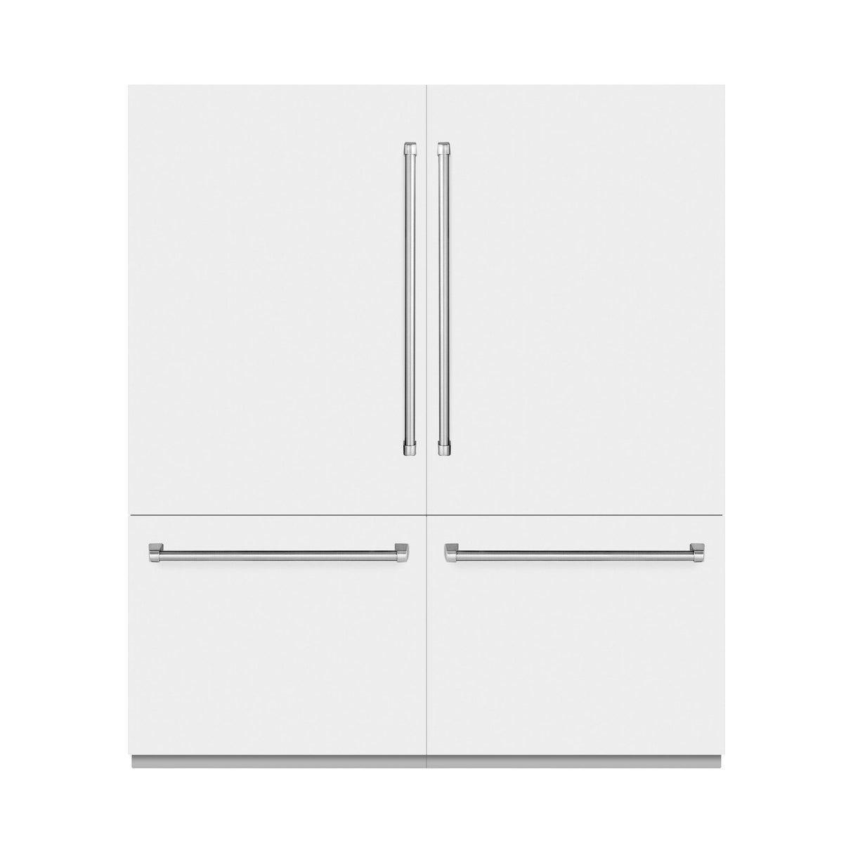 ZLINE 72 in. 39.6 cu. ft. French Door Built-In Bottom Freezer Refrigerator with Water Dispensers and Ice Makers in White Matte with Graphite Gray Interior (GRBIT-WM-72)