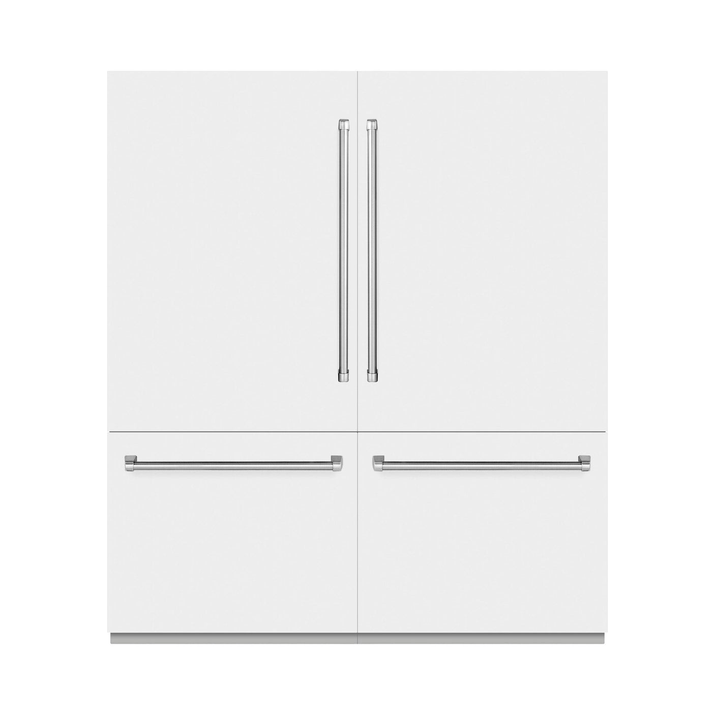 ZLINE 72 in. 39.6 cu. ft. French Door Built-In Bottom Freezer Refrigerator with Water Dispensers and Ice Makers in White Matte with Graphite Gray Interior (GRBIT-WM-72)