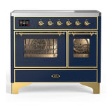 ILVE UMDIB40NR3MBG Majestic III 40 inch Induction Range with 6 Elements, 3.82 cu. ft. Total Oven Capacity (Triple Glass Door, Midnight Blue, Brass)