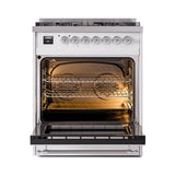 ILVE UN30NMPWHC Nostalgie II Noblesse 30 inch Dual Fuel Range (Natural Gas, Triple Glass Door, White, Chrome)