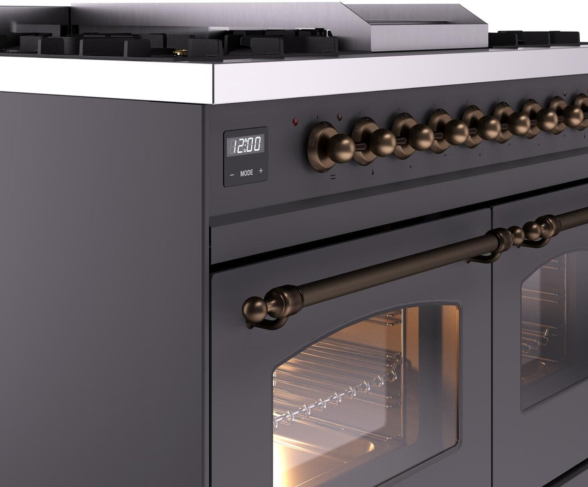 Nostalgie II 40 Inch Dual Fuel Liquid Propane Freestanding Range in Matte Graphite with Bronze Trim