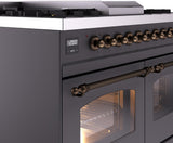 Nostalgie II 40 Inch Dual Fuel Liquid Propane Freestanding Range in Matte Graphite with Bronze Trim