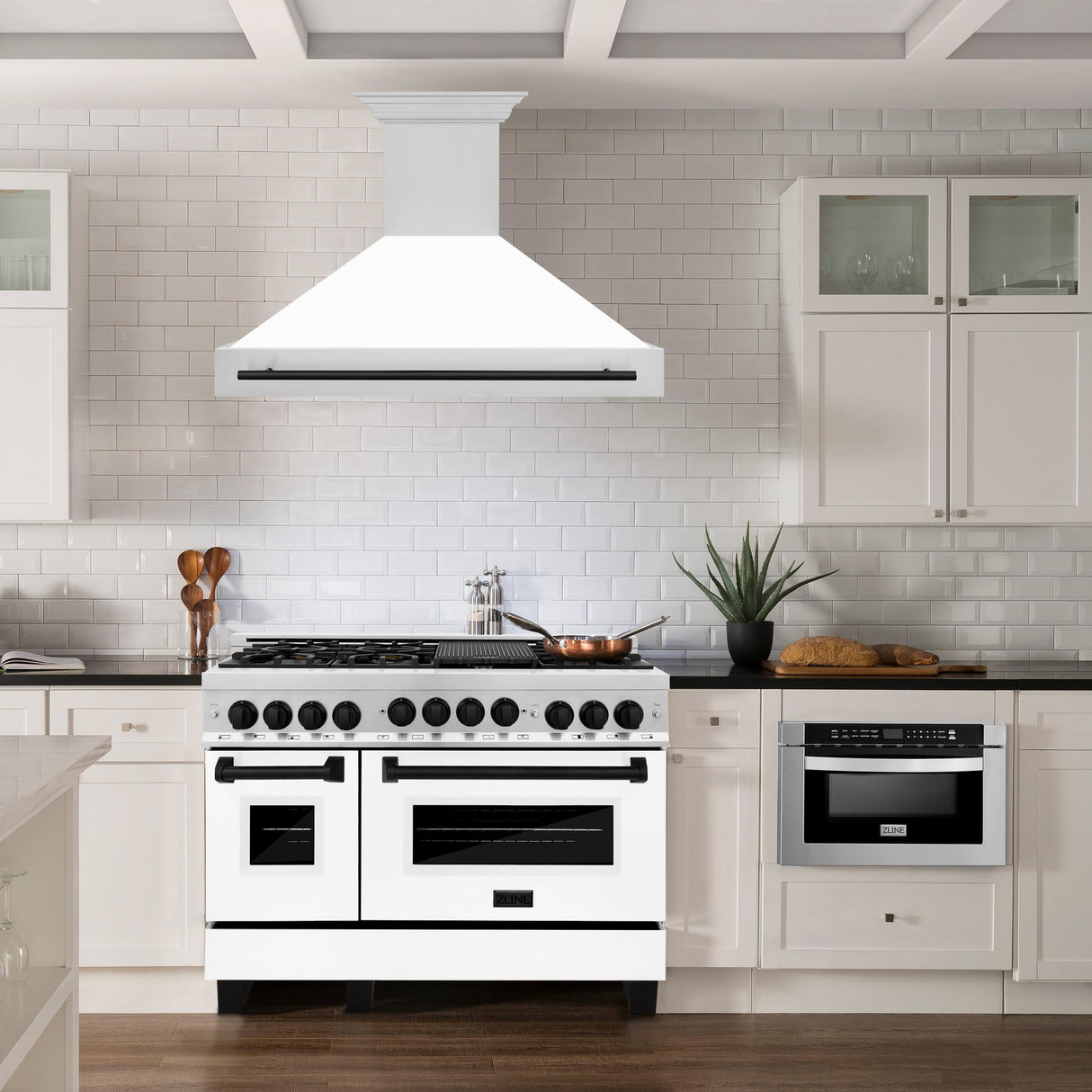 ZLINE 48 in. Autograph Edition Stainless Steel Range Hood with White Matte Shell and Handle (8654STZ-WM48) [Color: Matte Black]