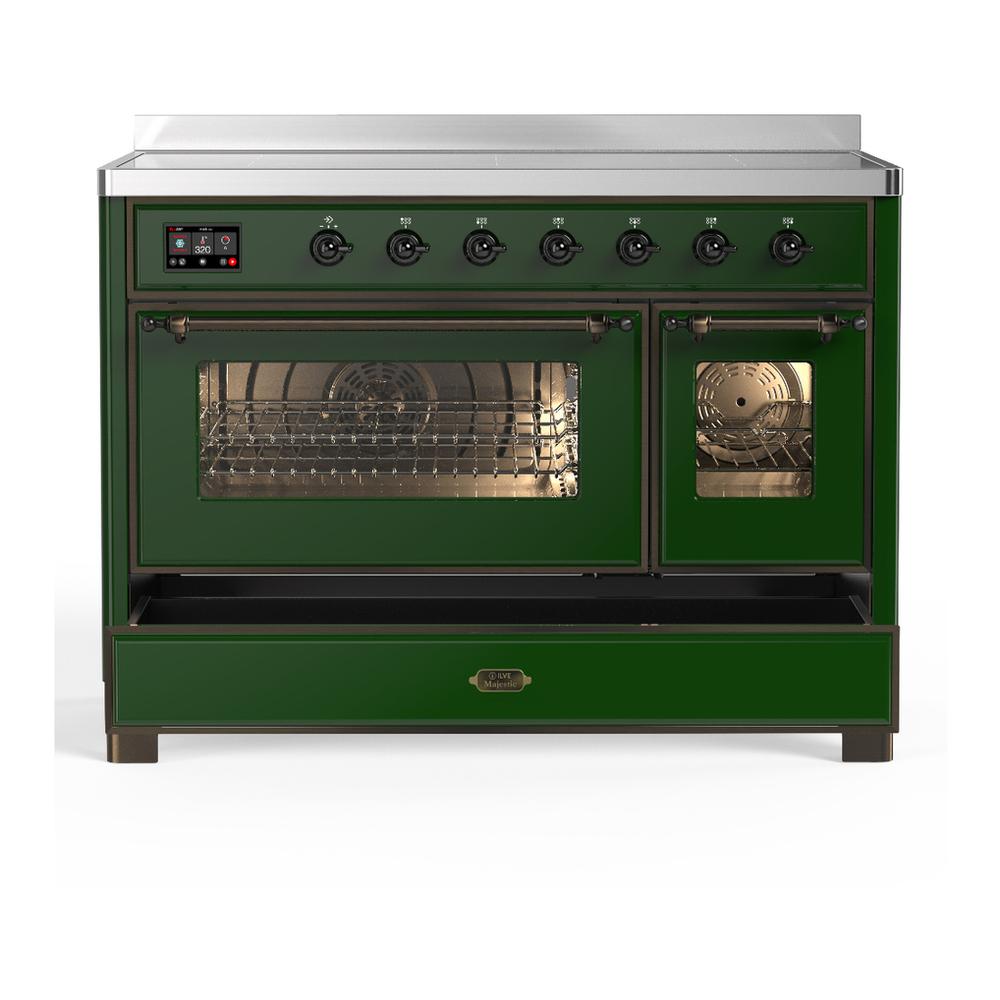 ILVE UMIB48NR3EGB Majestic III 48 inch Induction Range with 6 Elements, 5.02 cu. ft. Total Oven Capacity (Triple Glass Door, Emerald Green, Burnished)