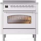 Nostalgie II 36 Inch Electric Freestanding Range in White with Chrome Trim