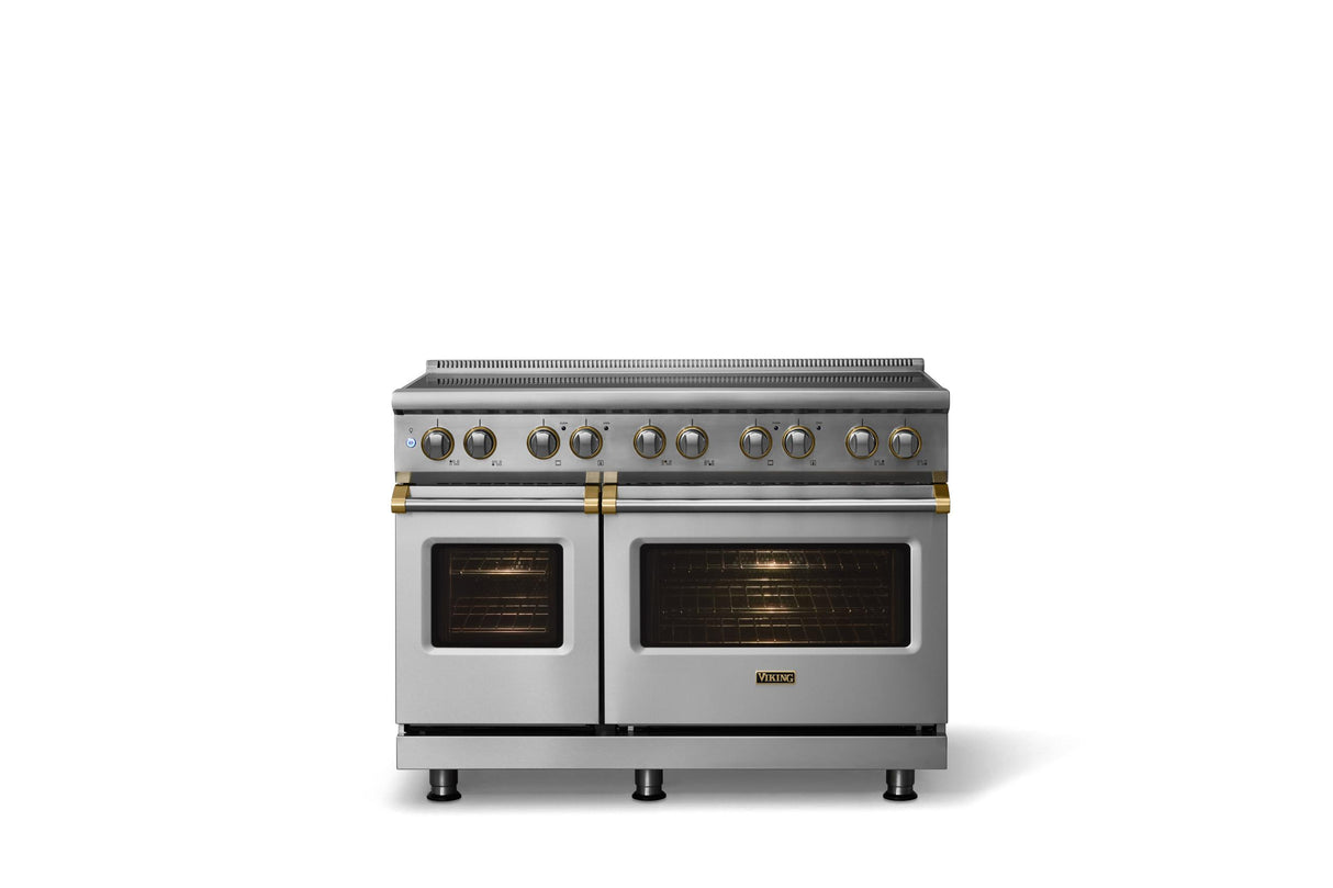 48"W. Induction Range (Finish: Stainless Steel, Trim: Brushed Brass)