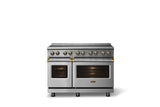 48"W. Induction Range (Finish: Stainless Steel, Trim: Brushed Brass)