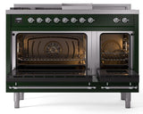 Nostalgie II 48 Inch Dual Fuel Liquid Propane Freestanding Range in Emerald Green with Chrome Trim