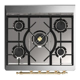 ILVE UM30QNR3EGG Majestic III 30 inch Dual Fuel Range with 5 Black Brass Burners, Dual Function Burner up to 25,000 BTU (Natural Gas, Solid Door, Emerald Green, Brass)