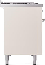 Nostalgie II 48 Inch Dual Fuel Natural Gas Freestanding Range in Antique White with Chrome Trim