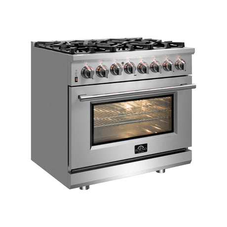 Forno Massimo 30-Inch Freestanding Dual Fuel Range, 4 Burners, Double Convection Ovens