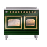 ILVE UNDI406NMPEGG Nostalgie II Noblesse 40 inch Induction Range (Triple Glass Door, Emerald Green, Brass)