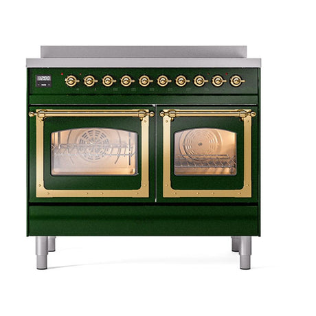 ILVE UNDI406NMPEGG Nostalgie II Noblesse 40 inch Induction Range (Triple Glass Door, Emerald Green, Brass)