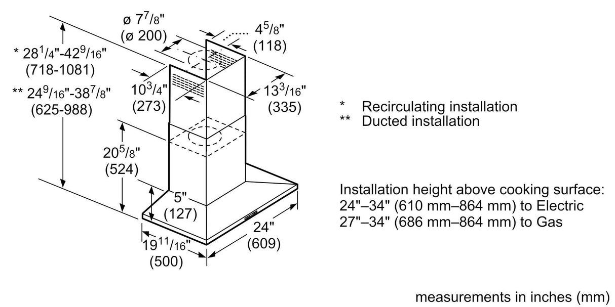 300 Series Wall Hood Stainless Steel