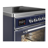 ILVE UMIB30NR3MBC Majestic III 30 inch Induction Range with 4 Elements, 4 cu. ft. Oven Capacity (Triple Glass Door, Midnight Blue, Chrome)
