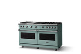60"W. Sealed Burner Gas Range (Finish: Splash, Trim: Polished Chrome, Fuel: Natural Gas)