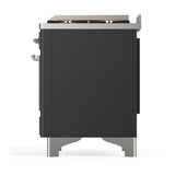 ILVE UM60FSNR3MGC Majestic III 60 inch Dual Fuel Range with 7 Burners, Griddle and French Top, Dual Function Burner with up to 25,000 BTU (Natural Gas, Triple Glass Door, Graphite Matte, Chrome)