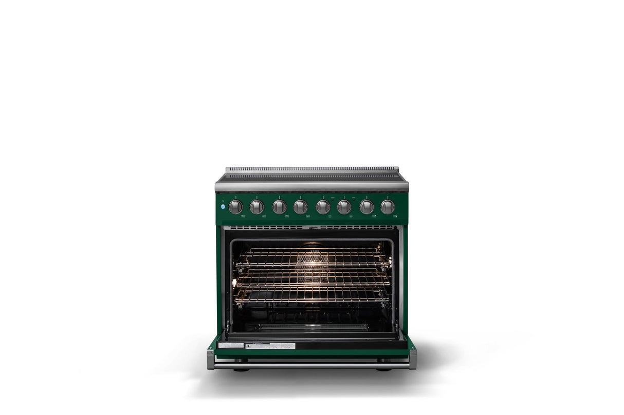 36"W. Induction Range (Finish: Ivy, Trim: Polished Chrome)