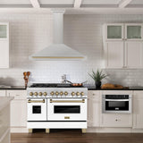 ZLINE 48 in. Autograph Edition Convertible Fingerprint Resistant DuraSnow Stainless Steel Range Hood with Champagne Bronze Handle (KB4SNZ-48-CB) [Color: Champagne Bronze Accents]