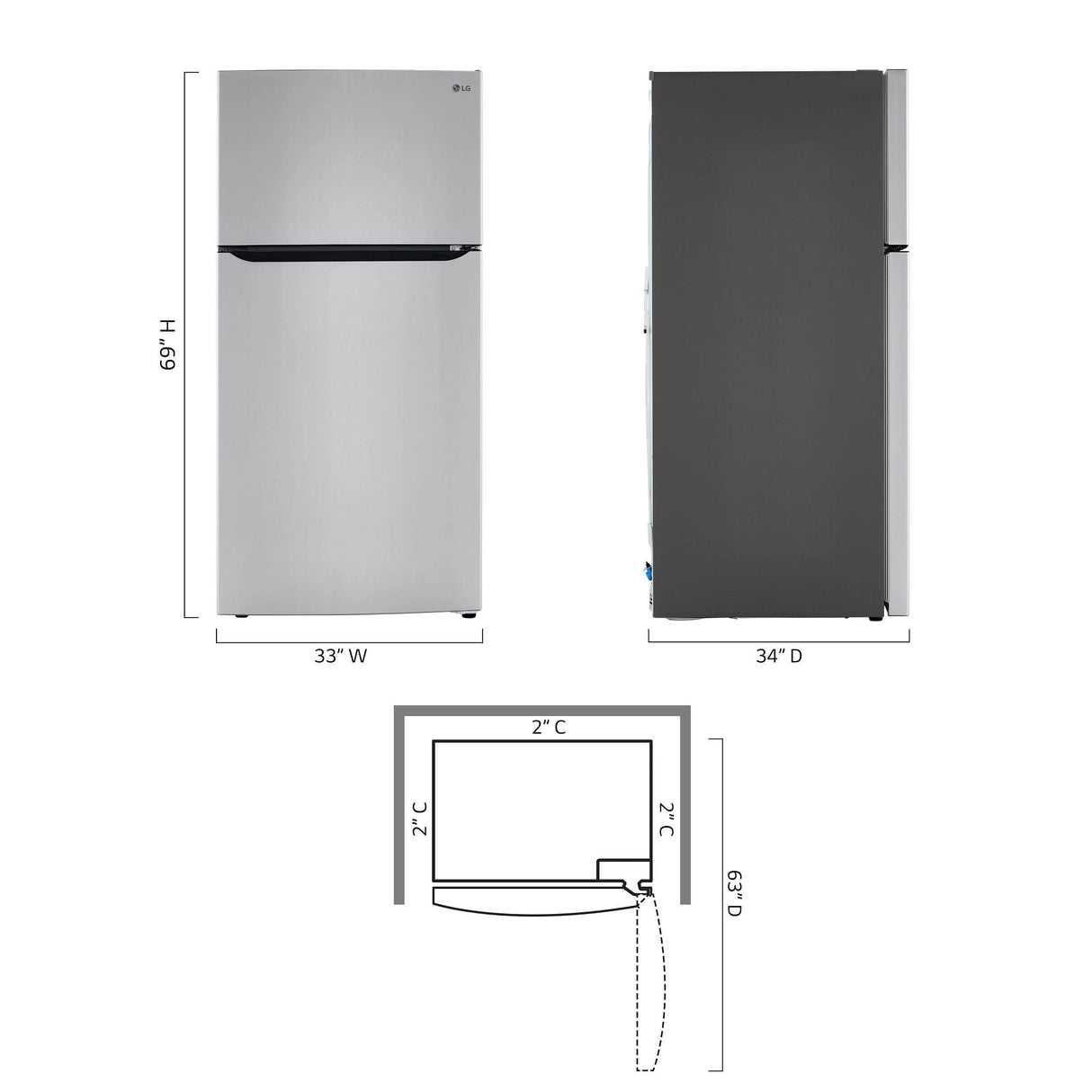 24 cu. ft. 33-inch Wide Top Freezer Refrigerator - Stainless Steel