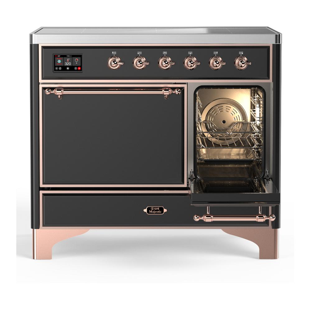 ILVE UMDIB40QNR3MGP Majestic III 40 inch Induction Range with 6 Elements, 3.82 cu. ft. Total Oven Capacity (Solid Door, Graphite Matte, Copper)