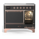 ILVE UMDIB40QNR3MGP Majestic III 40 inch Induction Range with 6 Elements, 3.82 cu. ft. Total Oven Capacity (Solid Door, Graphite Matte, Copper)