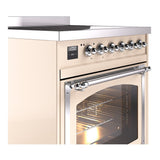 ILVE UNI304NMPAWC Nostalgie II Noblesse 30 inch Induction Range (Triple Glass Door, Antique White, Chrome)