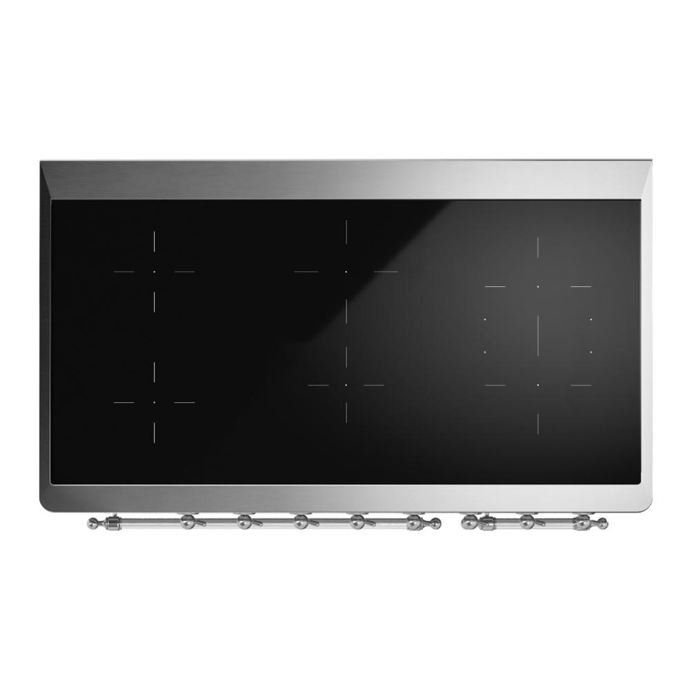 ILVE UMIB48QNR3BKC Majestic III 48 inch Induction Range with 6 Elements, 5.02 cu. ft. Total Oven Capacity (Solid Door, Glossy Black, Chrome)