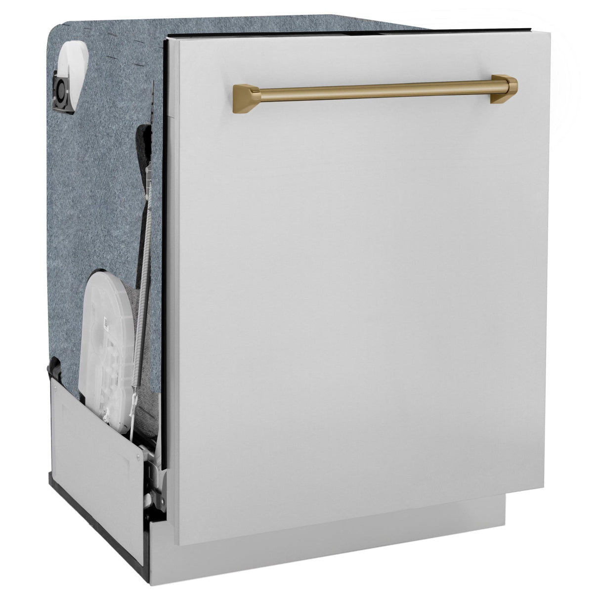 ZLINE Autograph Edition 24" 3rd Rack Top Touch Control Tall Tub Dishwasher in Stainless Steel with Accent Handle, 45dBa (DWMTZ-304-24) [Color: Champagne Bronze]