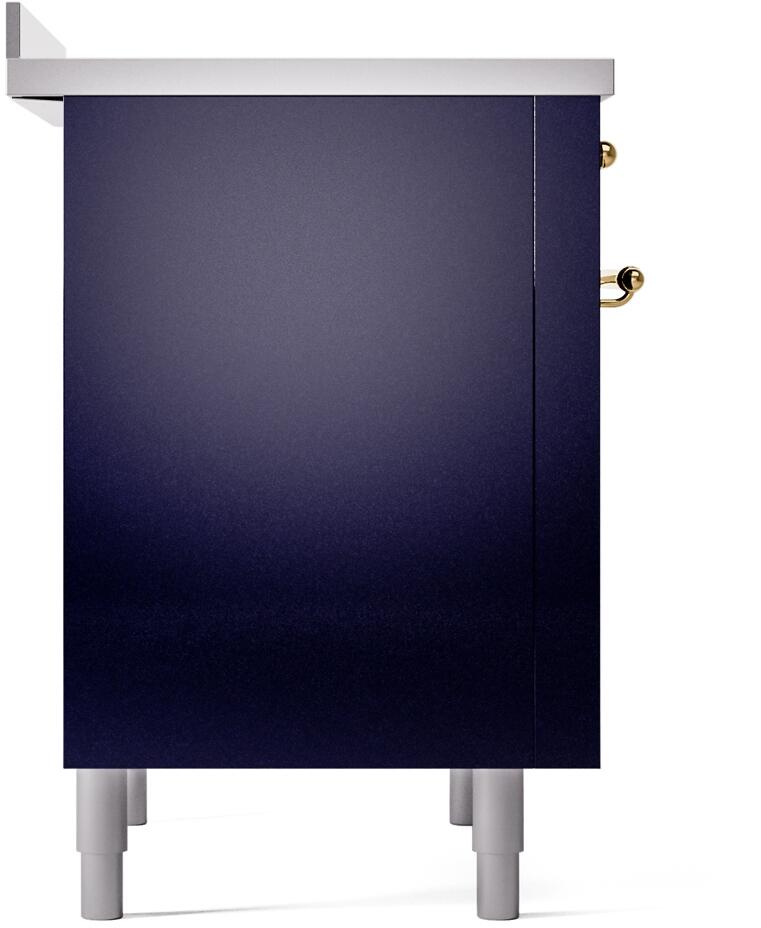 Nostalgie II 36 Inch Electric Freestanding Range in Blue with Brass Trim