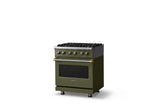 30"W. Dual Fuel Range (Finish: Martini, Trim: Brushed Brass, Fuel: Natural Gas)