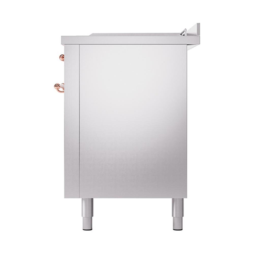 ILVE UN60FSQNMPSSP Nostalgie II Noblesse 60 inch Dual Fuel Range (7 Sealed Burners + Griddle + French Top, Natural Gas, Solid Door, Stainless Steel, Copper)