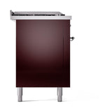 ILVE UN60FSQNMPBUC Nostalgie II Noblesse 60 inch Dual Fuel Range (7 Sealed Burners + Griddle + French Top, Natural Gas, Solid Door, Burgundy, Chrome)