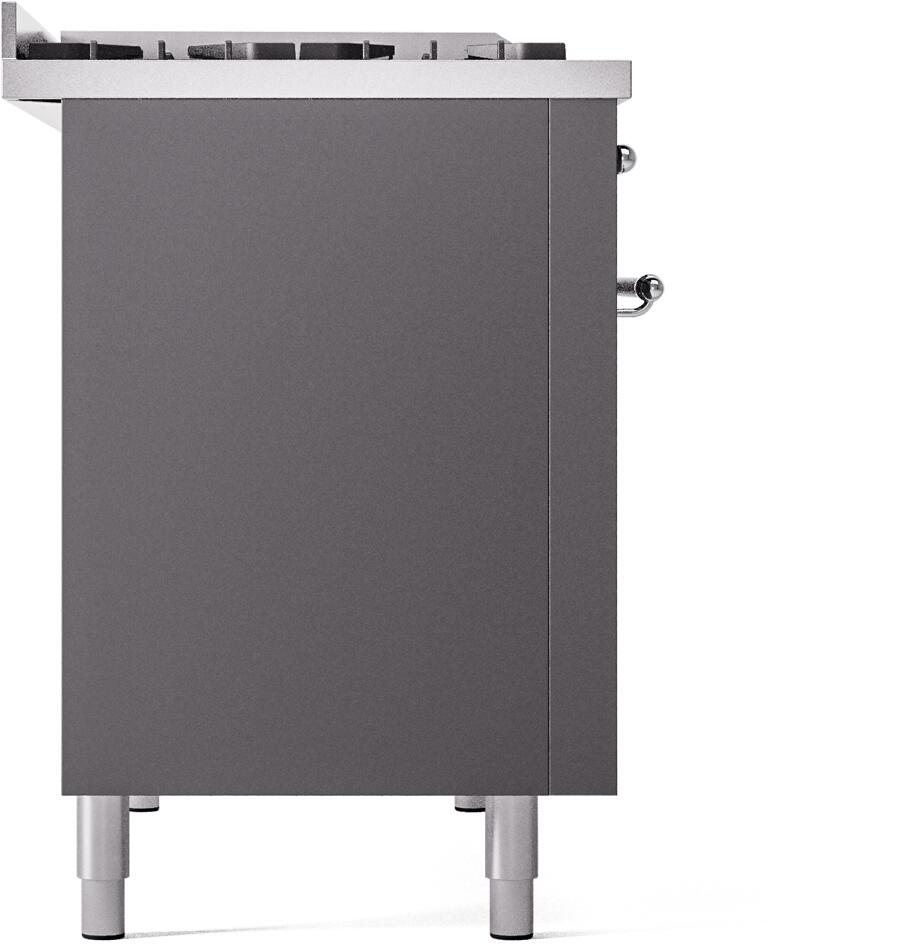 Nostalgie II 48 Inch Dual Fuel Natural Gas Freestanding Range in Matte Graphite with Chrome Trim