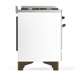 ILVE UMD40FQNR3WHBLP Majestic III 40 inch Dual Fuel Range with 6 Burners and Griddle, Dual Function Burner up to 25,000 BTU (Liquid Propane, Solid Door, White, Burnished)