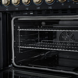 Forno Paolo 48 Inch Freestanding Electric Range in Black with Antique Brass, 6.7 cu.ft, True Convection Oven, Energy Efficient