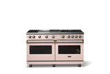 60"W. Sealed Burner Gas Range (Finish: Blush, Trim: Polished Chrome, Fuel: Propane)