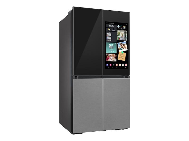 Bespoke 4-Door Flex™ Refrigerator (29 cu. ft.) with Family Hub™+ in Charcoal Glass Top and Stainless Steel Bottom Panels